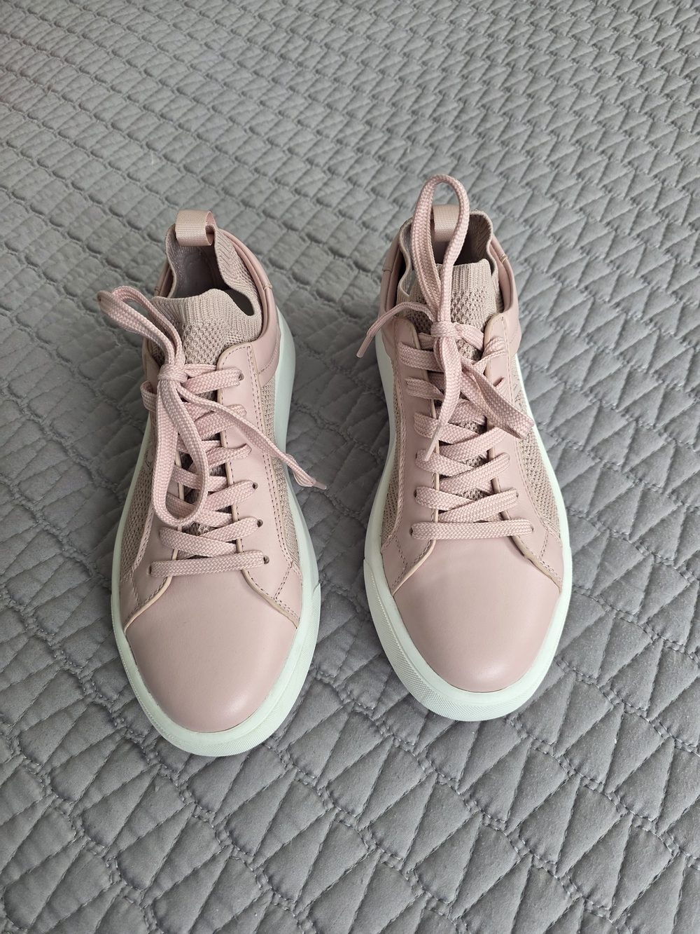 Stuart Weitzman Blush Pink Knit-Panel Women’s Sneakers - Picture 2 of 8